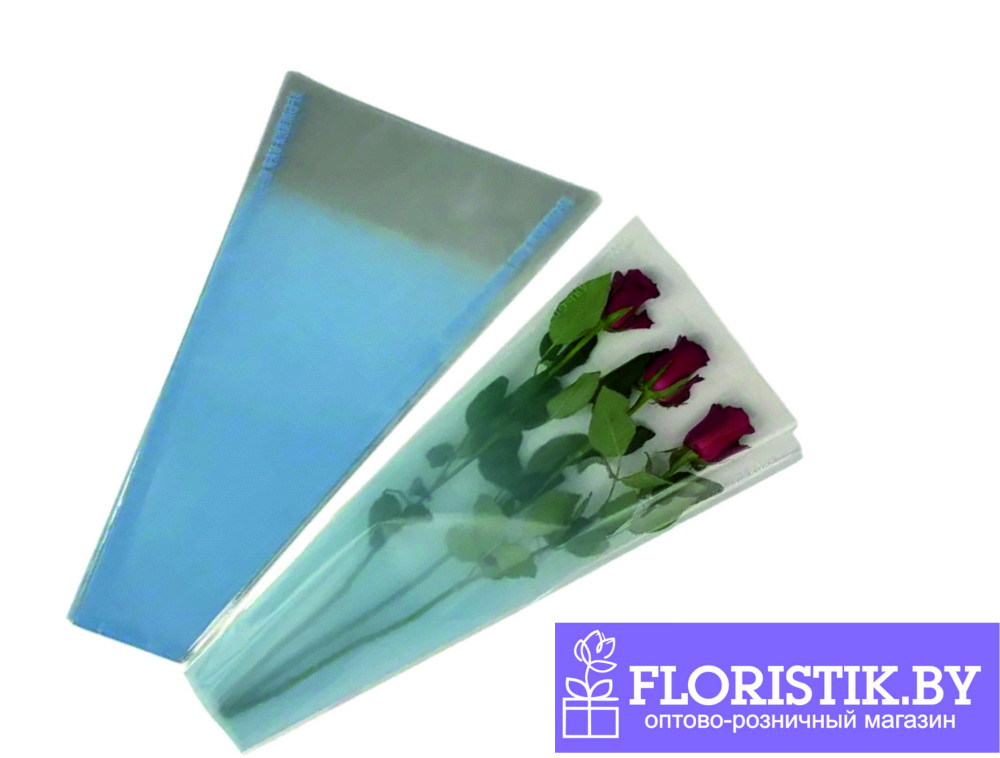Пленка конус листовая для цветов 30*10*45см, 45 мкр, 30шт/уп, голубой - фото2
