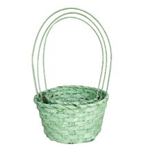 Корзины из бамбука 21*10*36, 18*10*34, 16*10*32, 3шт, круг, нежно-зеленый-патин - фото1