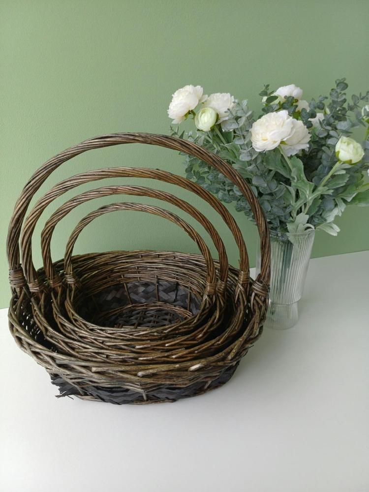 Н-р корзин (ива): 45*36*H14 HH41, 39*31*H13 HH36, 33*25*H11 HH31, 28*19*H 9 HH26, 4 шт., черный - фото1