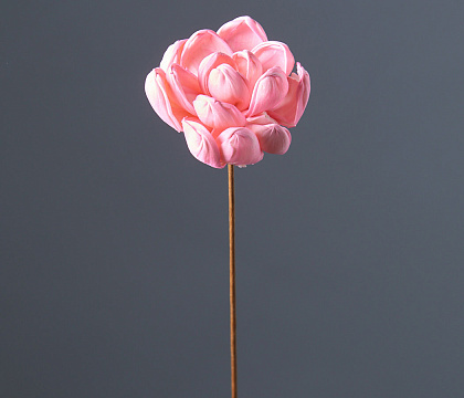"Деревянный цветок Лотос" ручной работы, длина 60 см,  раз.цветка: 8-9 см, 1 шт/упак., св.розовый - фото1