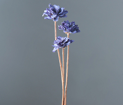 "Камелия" ручной работы, длина 50 см, 3 шт/упак., размер цветка:5*6 см, фиолетовый - фото1