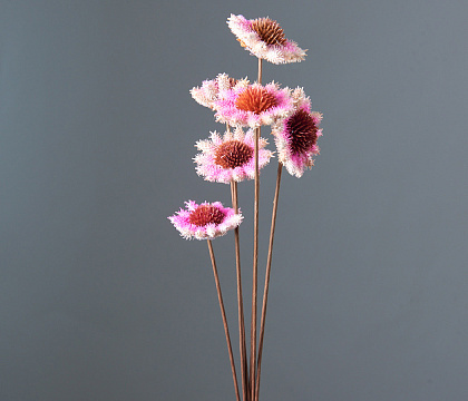 "Мини-подсолнухи" ручной работы, длина 60 см, 6 шт/упак., св.розовый - фото1