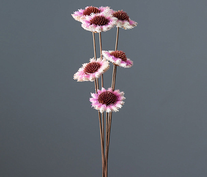 "Мини-подсолнухи" ручной работы, длина 60 см, 6 шт/упак., сиреневый - фото1