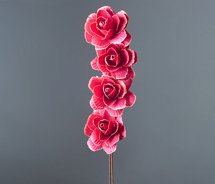 "Пионы Asia"  ручной работы, длина 50-60 см, 4 шт/упак., красный - фото1