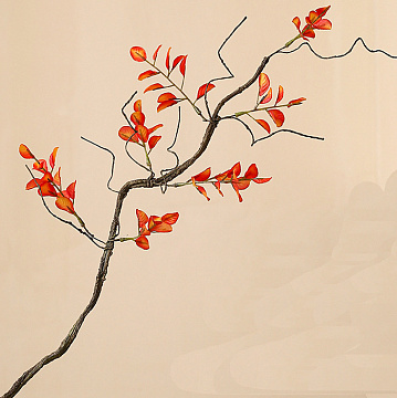 Ветка декоративная гибкая с листьями 80 см, 1 шт., оранжевый - фото1