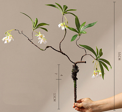 Ветка декоративная гибкая с листьями и соцветиями 55 см, 1 шт., зеленый - фото1