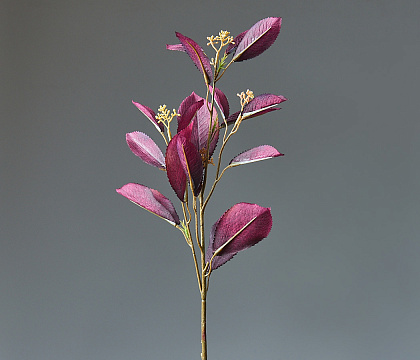 Ветка искусственная декоративная "Листья Фотинии" 60 см, 1 шт., бургунди - фото1