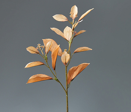 Ветка искусственная декоративная "Листья Фотинии" 60 см, 1 шт., кремовый - фото1