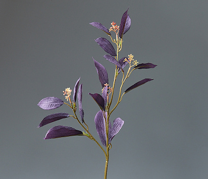 Ветка искусственная декоративная "Листья Фотинии" 60 см, 1 шт., фиолетовый - фото1