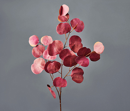 Ветка искусственная декоративная "Эвкалипт Цинерия" 84 см, 1 шт., бургунди - фото1