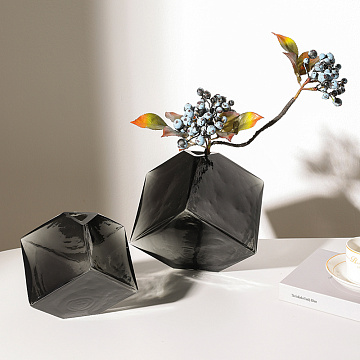 Ваза стеклянная D15 * H15 см, 1 шт., черный - фото1