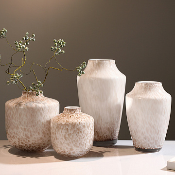 Ваза стеклянная D15 * H17 см, 1 шт., молочный/коричневый - фото1