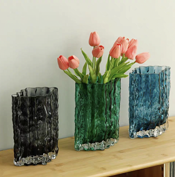 Ваза стеклянная D15 * H20,5 см, 1 шт., зеленый - фото1