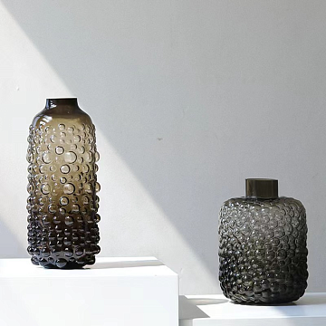 Ваза стеклянная D15 * H21, 1 шт., коричневый - фото1