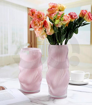 Ваза стеклянная D15 * H25, 1 шт., светло-розовый - фото1