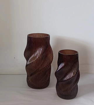 Ваза стеклянная D15 * H30, 1 шт., кофейный - фото1