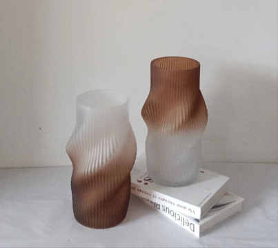 Ваза стеклянная D15 * H30, 1 шт., кофейный/белый - фото1