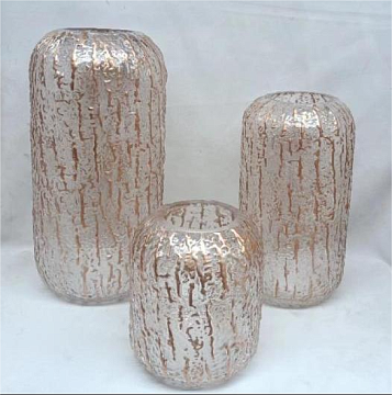 Ваза стеклянная D15 * H34, 1 шт., прозрачный+золото - фото1