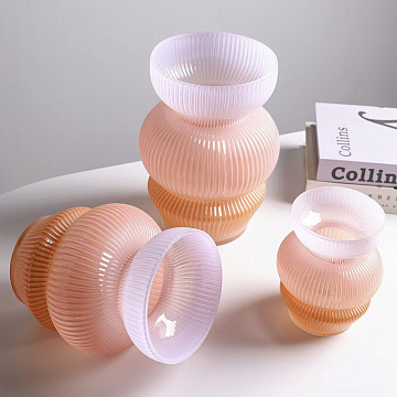 Ваза стеклянная D16 * H20 см, 1 шт., градиент коричневый/розовый/сиреневый - фото1