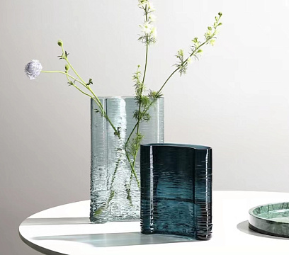 Ваза стеклянная D16 * H21 см, 1 шт., синий - фото1