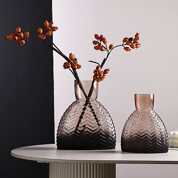 Ваза стеклянная D17 * H20,  1 шт., градиент розовый - фото1