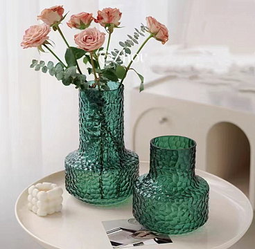 Ваза стеклянная D17 * H25 см, 1 шт., зеленый - фото1