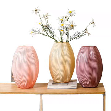 Ваза стеклянная D17,7*26,9 см, 1 шт., нежно-розовый - фото1