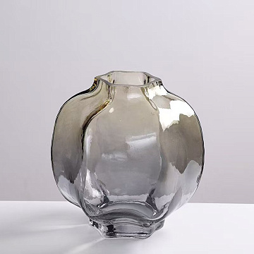 Ваза стеклянная D18 * H18,5,  1 шт., градиент желтый/серый - фото1