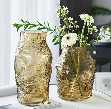 Ваза стеклянная D18 * H22 см, 1 шт., янтарный - фото1