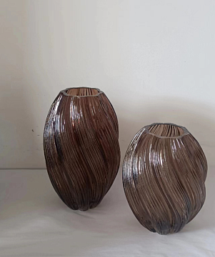 Ваза стеклянная D18 * H27, 1 шт., кофейный - фото1