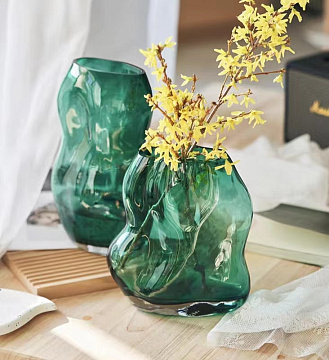 Ваза стеклянная D18 * H27,5 см, 1 шт., зеленый - фото1