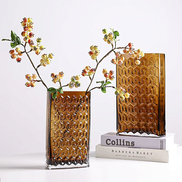 Ваза стеклянная D18 * H30,  1 шт., коричневый - фото1