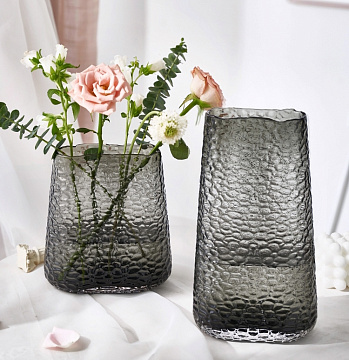 Ваза стеклянная D18,5* H20 см, 1 шт.,серый - фото1