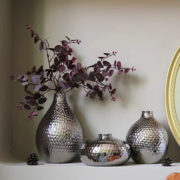 Ваза стеклянная D19 * H23 см, 1 шт., серебро - фото1