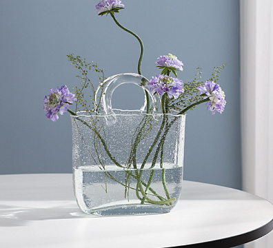 Ваза стеклянная D19 * H28 см, 1 шт., прозрачный - фото1