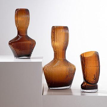 Ваза стеклянная D19 * H32 см, 1 шт., коричневый - фото1