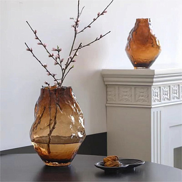 Ваза стеклянная D19,5 * H26,  1 шт., коричневый - фото1