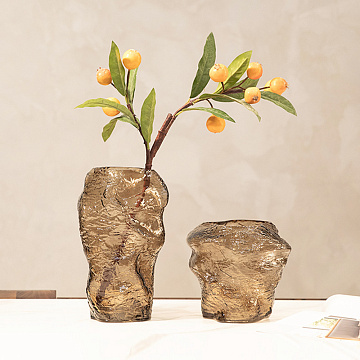 Ваза стеклянная D20 * H18,5 см, 1 шт., коричневый - фото1