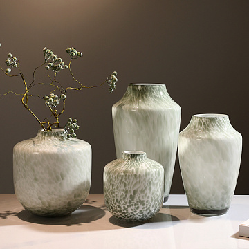 Ваза стеклянная D20 * H21,5 см, 1 шт., молочный/серо-зеленый - фото1