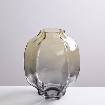 Ваза стеклянная D20 * H23,  1 шт., градиент желтый/серый - фото1