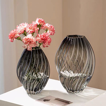 Ваза стеклянная D20 * H28,  1 шт., серый - фото1