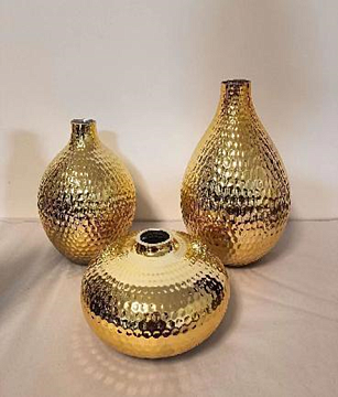 Ваза стеклянная D20 * H30 см, 1 шт., золото - фото1