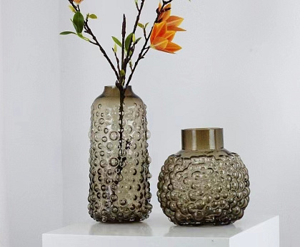 Ваза стеклянная D20,5 * H20 см, 1 шт., коричневый - фото1