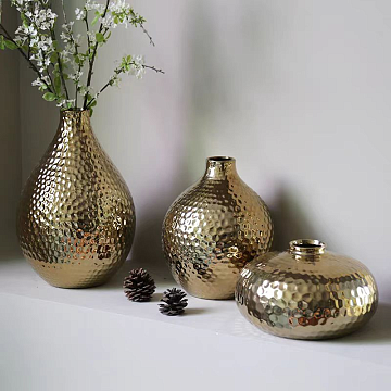 Ваза стеклянная D21 * H29 см, 1 шт., позолоченный - фото1