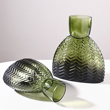 Ваза стеклянная D22 * H26,  1 шт., градиент зеленый - фото1