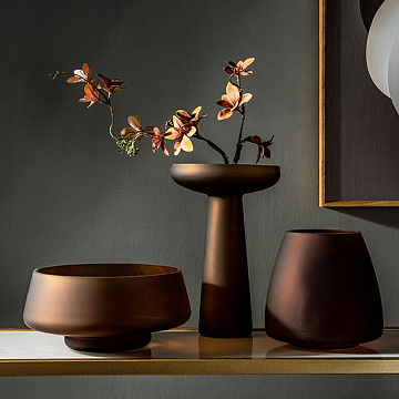 Ваза стеклянная D25 * H11 см, 1 шт, коричневый - фото1