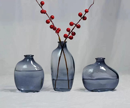 Ваза стеклянная D7 * H15, 1 шт., серый - фото1