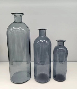 Ваза стеклянная D7 * H20.5, 1 шт., серый - фото1