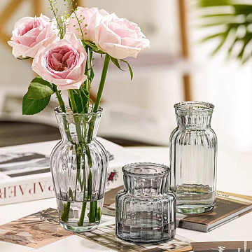 Ваза стеклянная D7 *H15, 1 шт., прозрачный серый - фото1