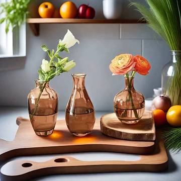 Ваза стеклянная D7.5 * H13, 1 шт., коричневый - фото1